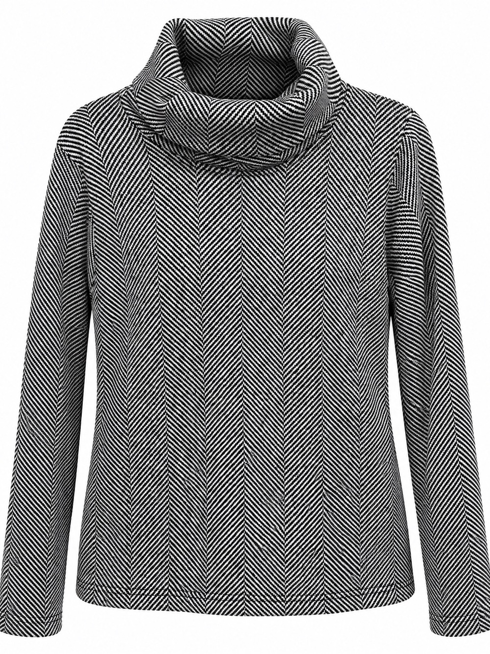 J.Crew Factory XL Black/White Herringbone,Funnel Neck Pullover, Side Slits 🖤